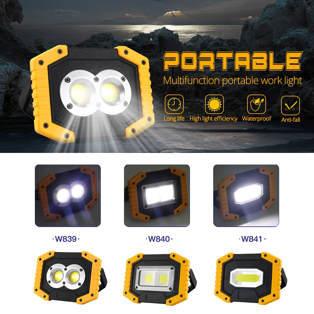 Портативный светодиодный прожектор 20 Вт USB зарядка Светодиодный DC5V 18650