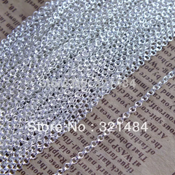 100meter 2mm Silver plated Rolo circle metal necklace chain jewelry findings Wholesale