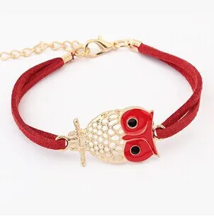 Эмаль Винтажные Ювелирные изделия конфеты кожа Сова браслет оптом/kpop pulseras
