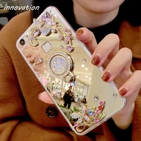 innovation case for iphone 7 plus diamond mirror tpu back phone cover for iphone 7plus capa luxury with finger ring holder stand