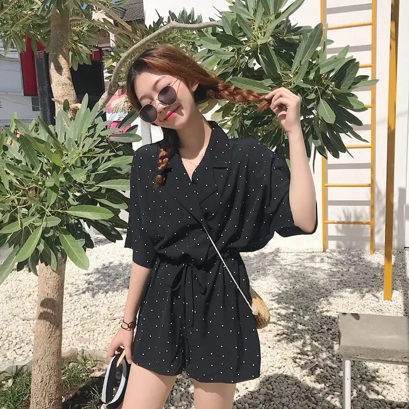 Mihoshop Ulzzang Корейская женская модная одежда брюки с v образным вырезом Свободный