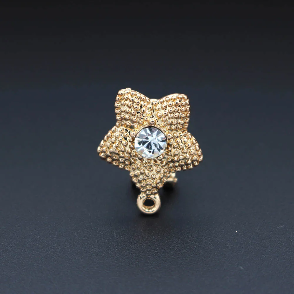 African Earrings Post Loop Connectors Star Paved CZ Nigerian Chile Women Wedding Jewelry Ear Clip Clasps Earring Findings DIY | Украшения и