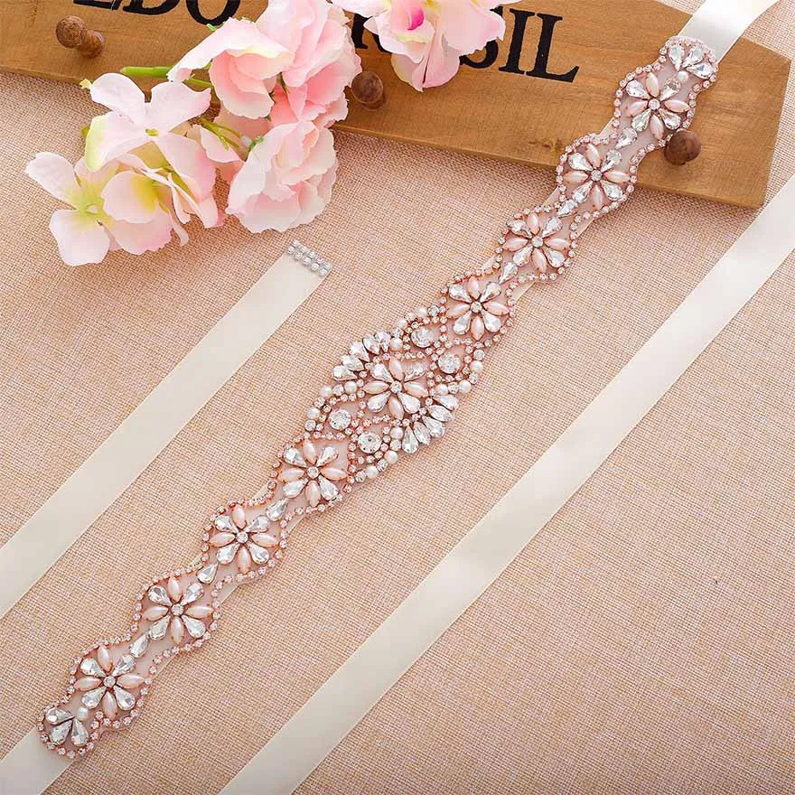 MOLANS Изысканный сладкий розовый опал пояс со стразами для невесты свадебное