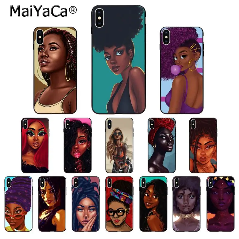 MaiYaCa красивый афро черный Девушки ТПУ Мягкие аксессуары для телефона чехол iPhone 8 7