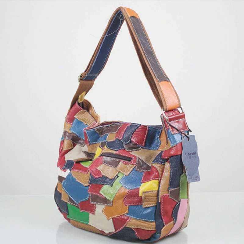 Новинка сумка CHSANATO из воловьей кожи женская наплечная разноцветная