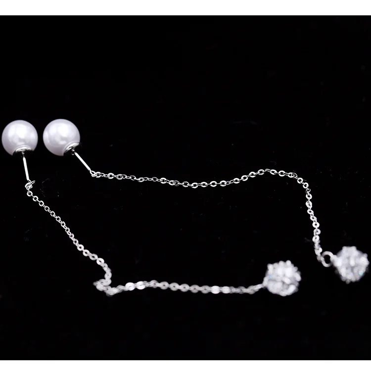 Модные серьги SWOUR из стерлингового серебра S925 с длинной линией, дизайном мячика, узлом из жемчуга и подвеской в виде креста S297.