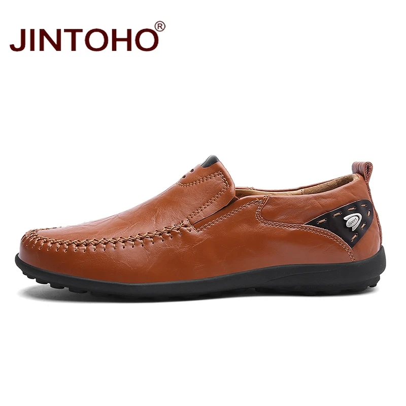 Туфли JINTOHO мужские кожаные брендовые модные туфли повседневная обувь из