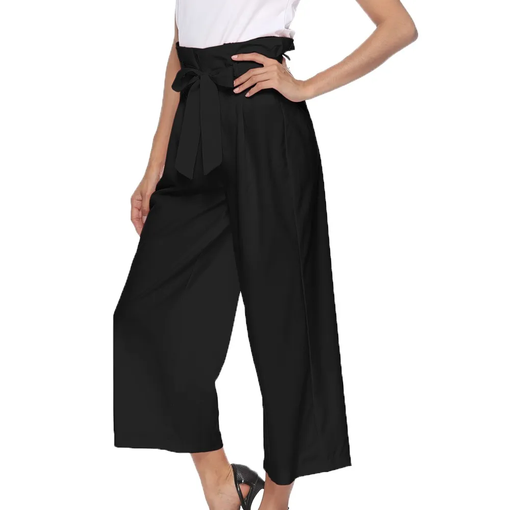 Женские повседневные брюки с высокой талией широкие женские бантиком до