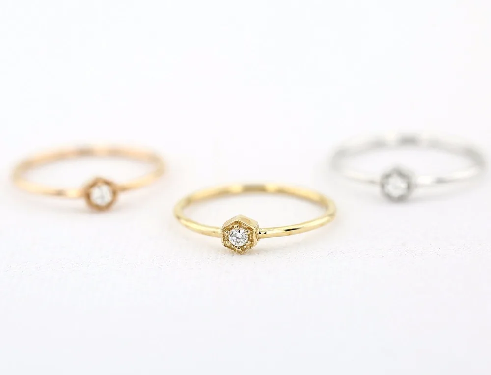 1 шт. кольцо LASAMERO в форме гексагона с натуральным бриллиантом | Украшения и