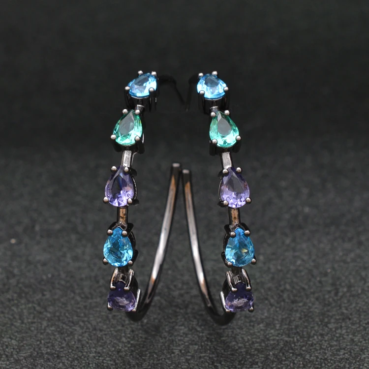 

Wholesaler Handmade Lady Popular High Quality Simple New Design Round Cut Cubic Zirconia Funky Earrings