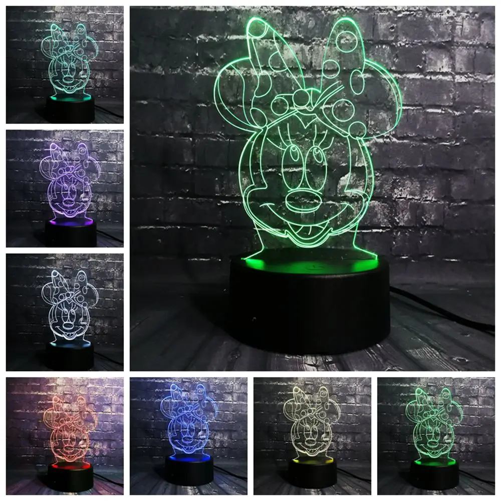 Микки и Минни Маус мыши Мышь шар светодиодный 3d-ночник USB, Рождественский подарок настольная декоративная лампа, настольный ночник для маленьких детей Детские игрушки Подарки