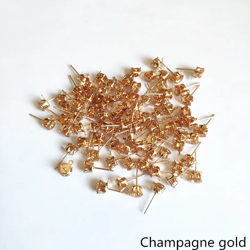 Champagne gold Новое поступление!(Выберите цвет) 200 шт медь со стеклянным Носорогом серьги/серьги аксессуары/детали для серег для изготовления ювелирных изделий - Цвет: Champagne gold