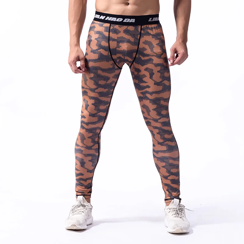 Мужские компрессионные колготки длинные штаны эластичные для фитнеса активного