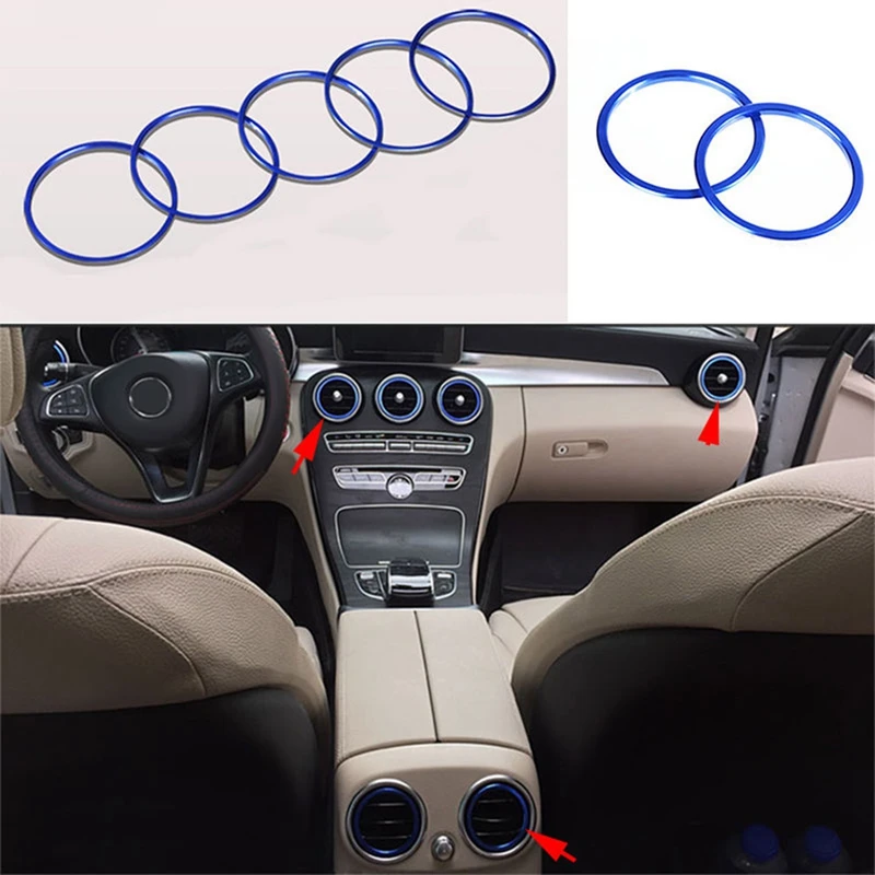 7PC Car-styling AC Outlet Ring Decoration Air Conditioning Vents Trim Stickers Cover for Mercedes Benz C Class W205 GLC 180 20 | Автомобили