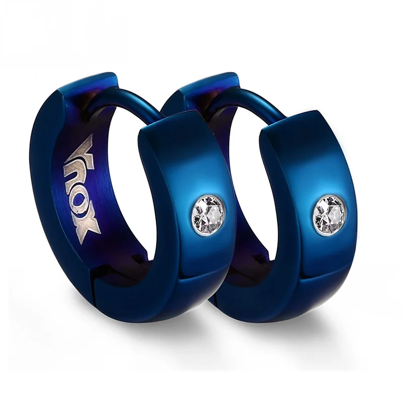 Cute Hoop Earrings for Women / Men Small Stainless Steel Earings Black Silver Blue Gold color | Украшения и аксессуары