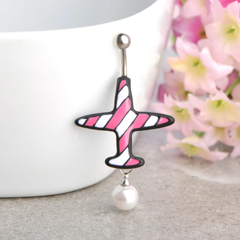 Funmor повседневные кольца для пупка с самолетом имитация жемчуга ювелирные