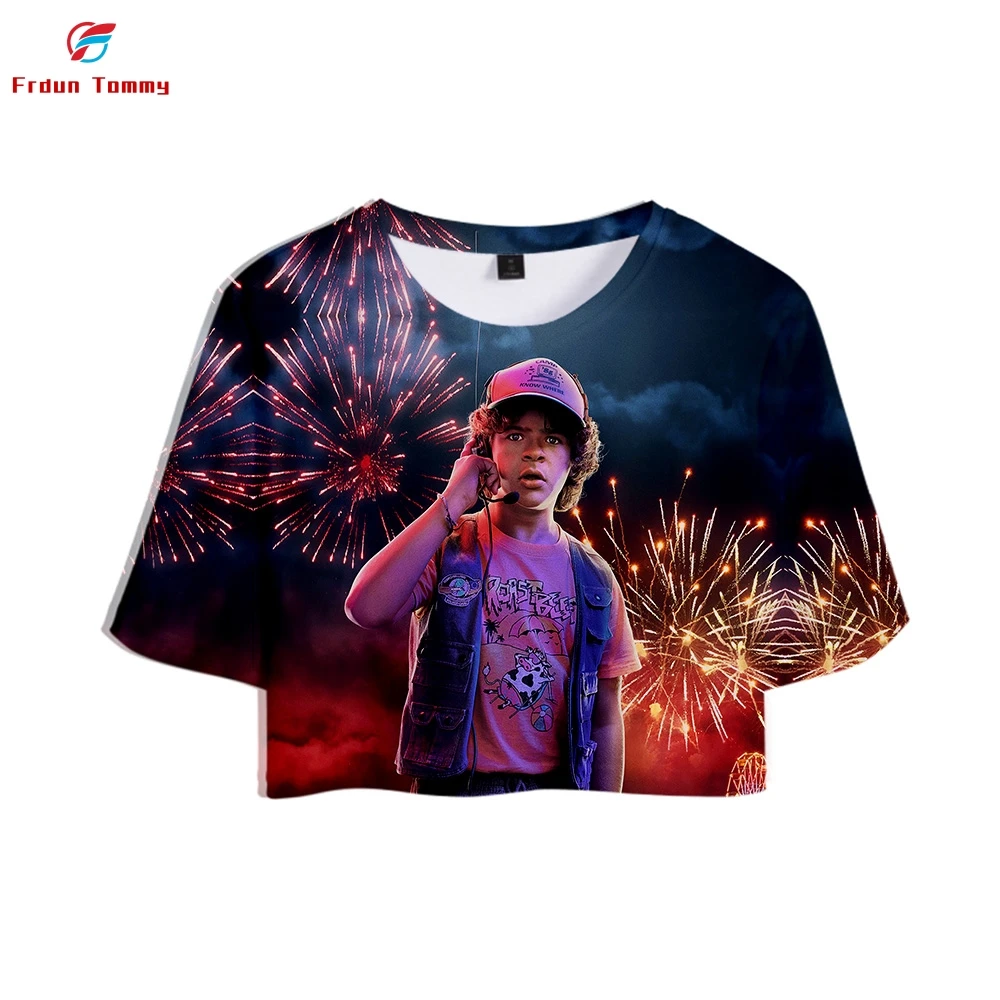 Женская футболка с объемными рисунками Повседневная крутая укороченная Новинка