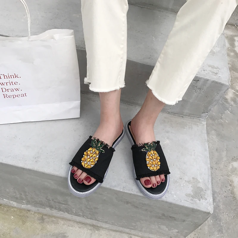 MONMOIRA/сандалии на плоской подошве с открытым носком и ананасом женские роскошные