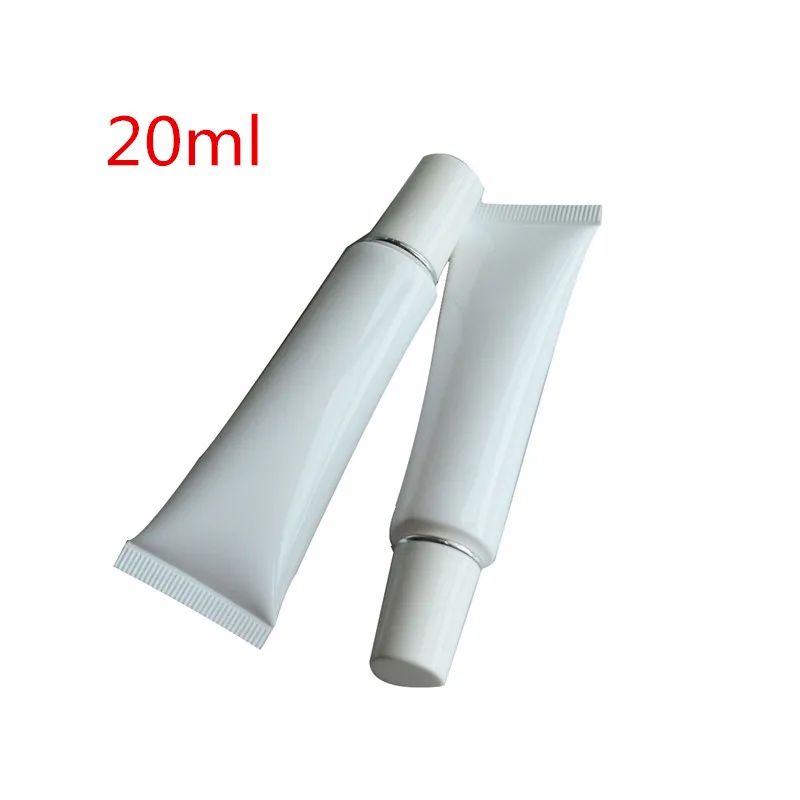 

100Pc White Cosmetic Soft Bottle Squeeze Cream Tube With Silver line Edge Screw Cap Outdoor Activity Portable Make up Tools 20ml