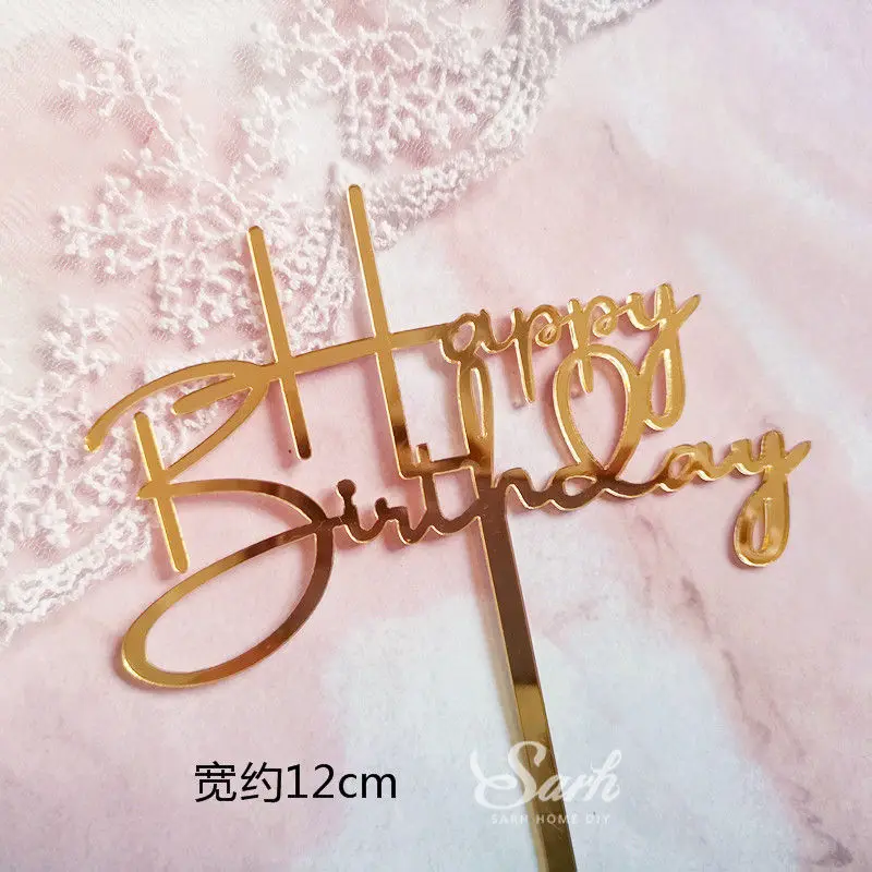 Birthday 3 Блестящий помпон для торта, украшение в виде золотых шаров, звезд, дня детей, дня рождения, украшения для выпечки, милые подарки - Цвет: Birthday 3