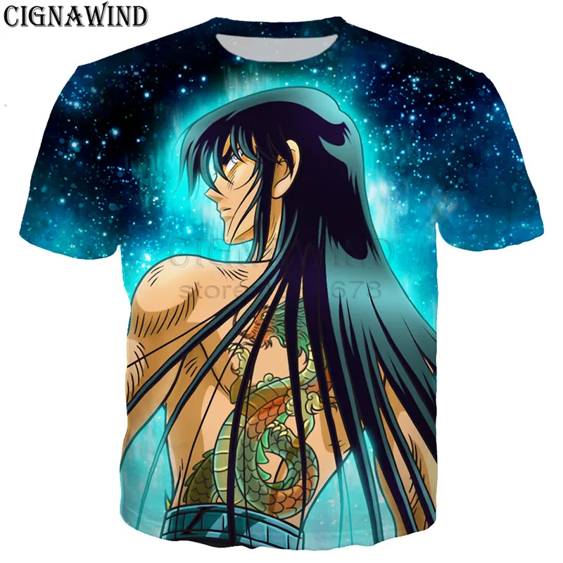 Новое поступление Классический Аниме Saint Seiya Shiryu футболка для мужчин/для женщин 3d Принт футболки Harajuku стиль уличная летние топы