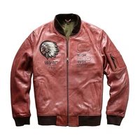 a1827 read description asian size mens sheep leather genuine vintage embroidery bomber jacket for male dress