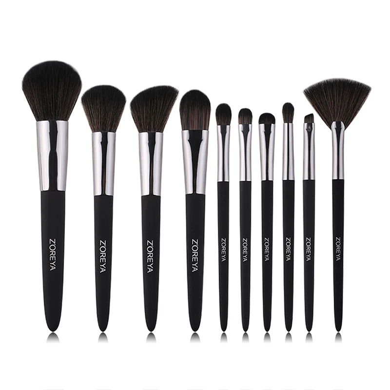 10Pcs withoutbag ZOREYA 10 шт., резиновые кисти для макияжа, высокое качество, синтетические волосы, набор кистей для макияжа, основа, тени для век, Наборы инструментов для красоты - Handle Color: 10Pcs withoutbag