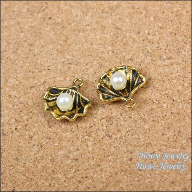 90 шт. винтажный кулон из искусственного жемчуга в виде ракушки под Античное золото подходит для ожерелья Европейский стиль Ювелирная фурнитура R018