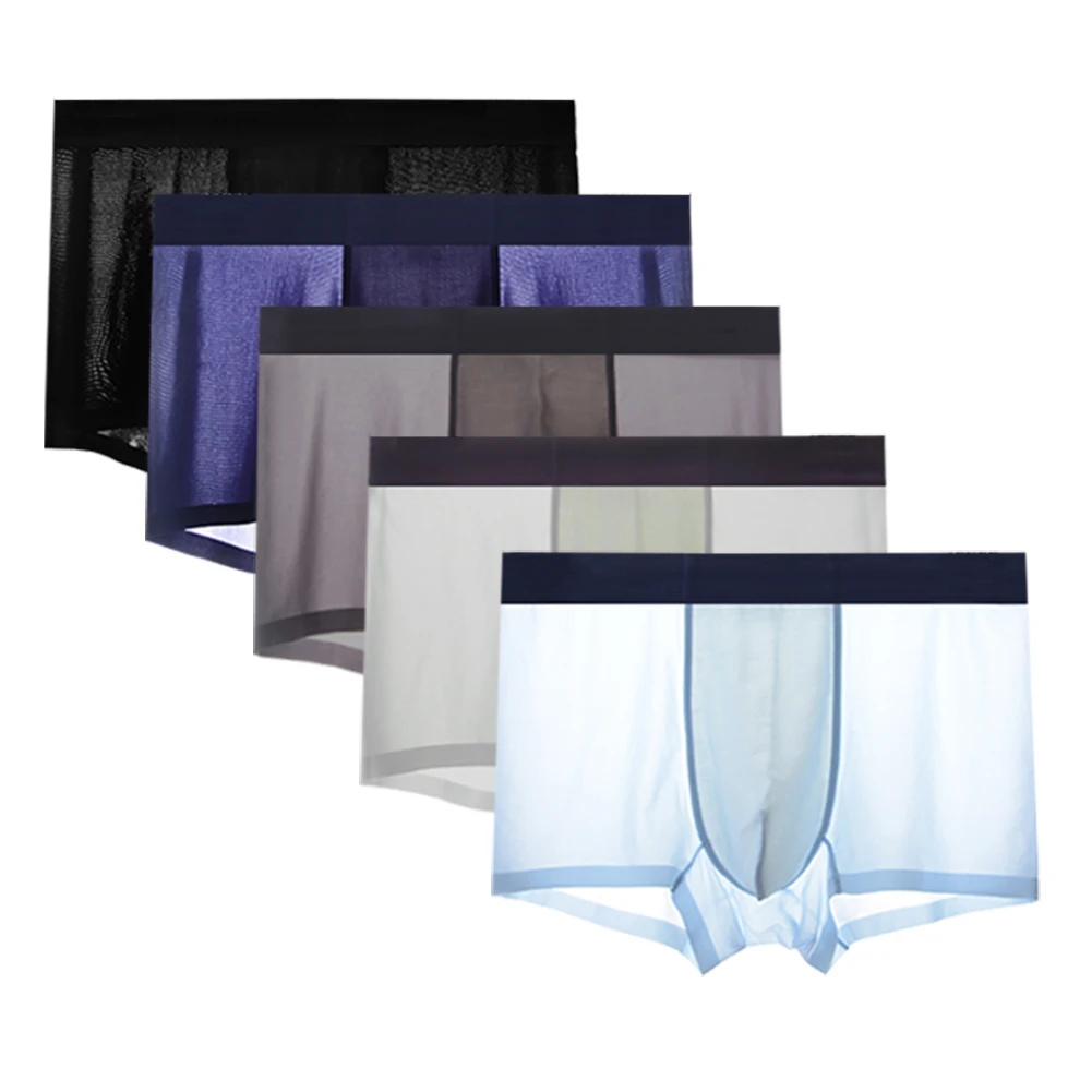 Летние Ice Silk, для мужчин нижнее бельё для девочек бесшовное, прозрачное, Короткие трусы-боксеры ультра тонкие прозрачные воздухопроницаемая комфортная обувь трусики/нижнее белье с принтом