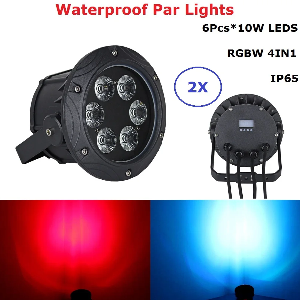 Водонепроницаемые прожекторы Par 6X10W RGBW 4 в 1 2 шт. уличные DMX IP65 мини размер подходит