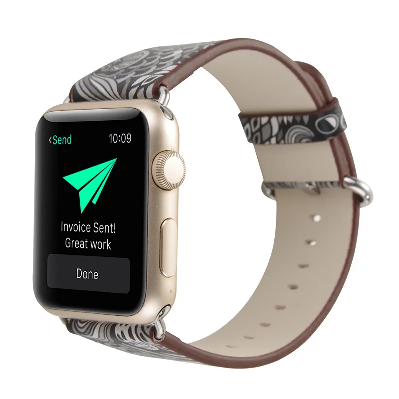 Чехол для Apple Watch 40, 42, 44, 38 мм кожаный чехол для часов серии 5, 4, 3, 2, 1 освежающий цветочный ремешок для часов с китайской росписью