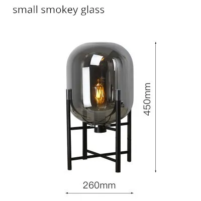 smokey grey small Современный стеклянный стол, светодиодный прикроватный светильник для спальни, арт-деко, скандинавский, четыре штатива, Настольный светильник abajur, светильник для гостиной, светильники - Цвет абажура: smokey grey small