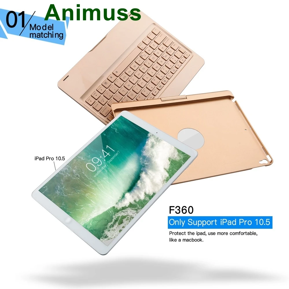 Для iPad Pro 10 5 чехол для клавиатуры ANIMUSS 7 цветов с подсветкой дыхательный свет BT