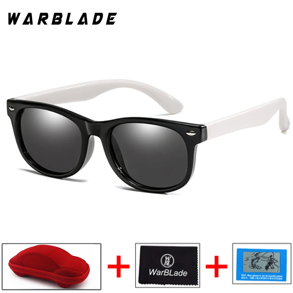 black white Детские солнцезащитные очки WarBLade мужские брендовые силиконовые защитные очки для ногтей Поляризованные Кошачий глаз модные детские очки UV400 - Lenses Color: black white
