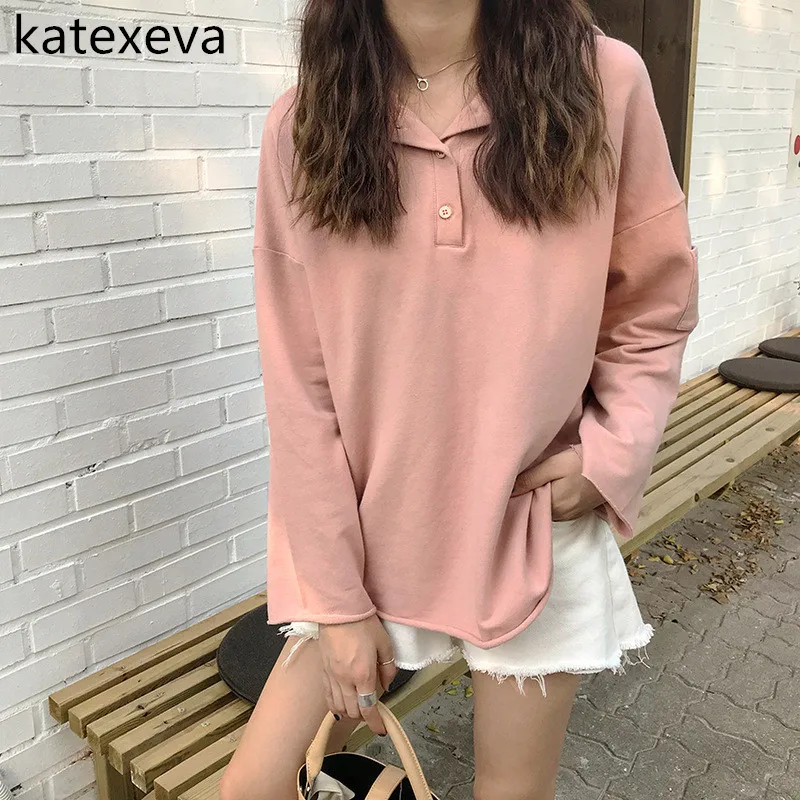 Katexeva 2018 осень Женская Мода Корейская версия из Колледж ветер свободные