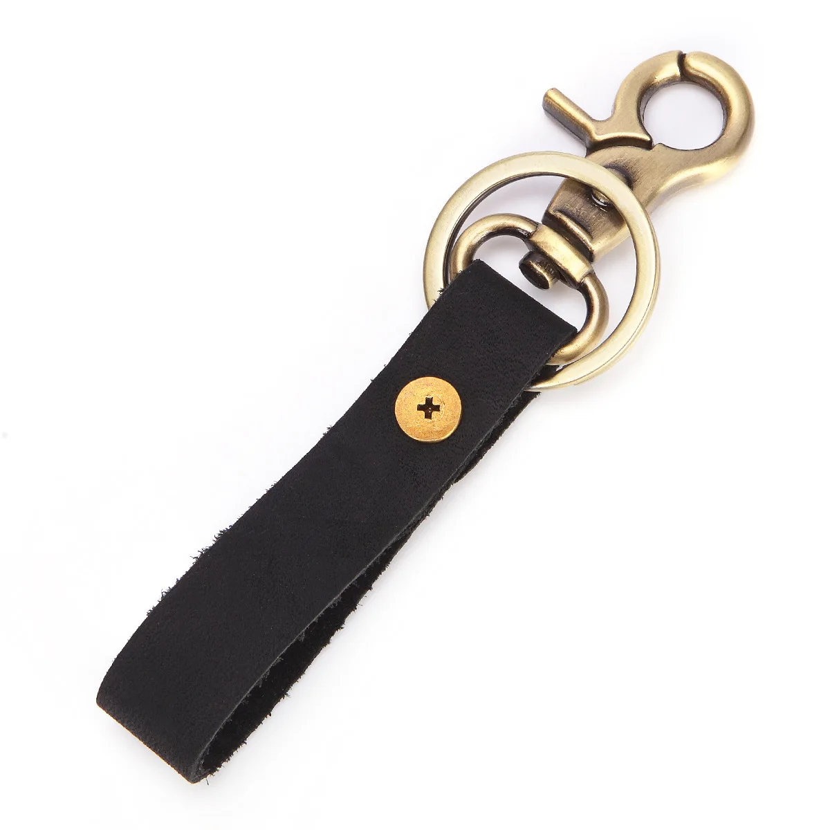 Брелок для ключей мужской из натуральной кожи кольцо с крючком креативный