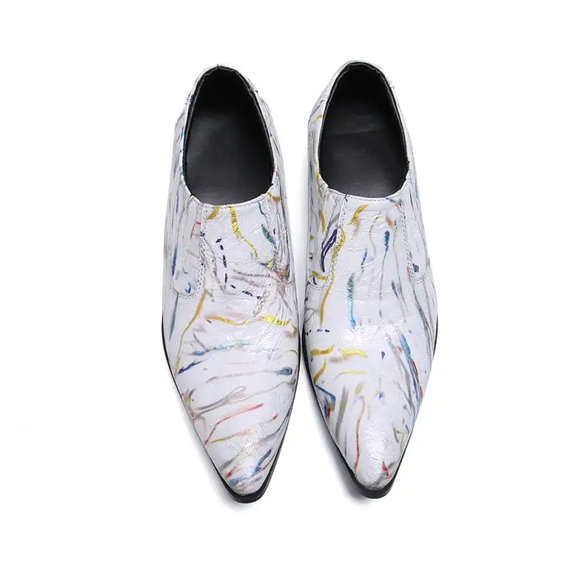 

Fashion Printing Men Slip on Shoes Genuine Leather Big Size Men Business Shoes Handwork Pointed Toe Men Formal Shoes