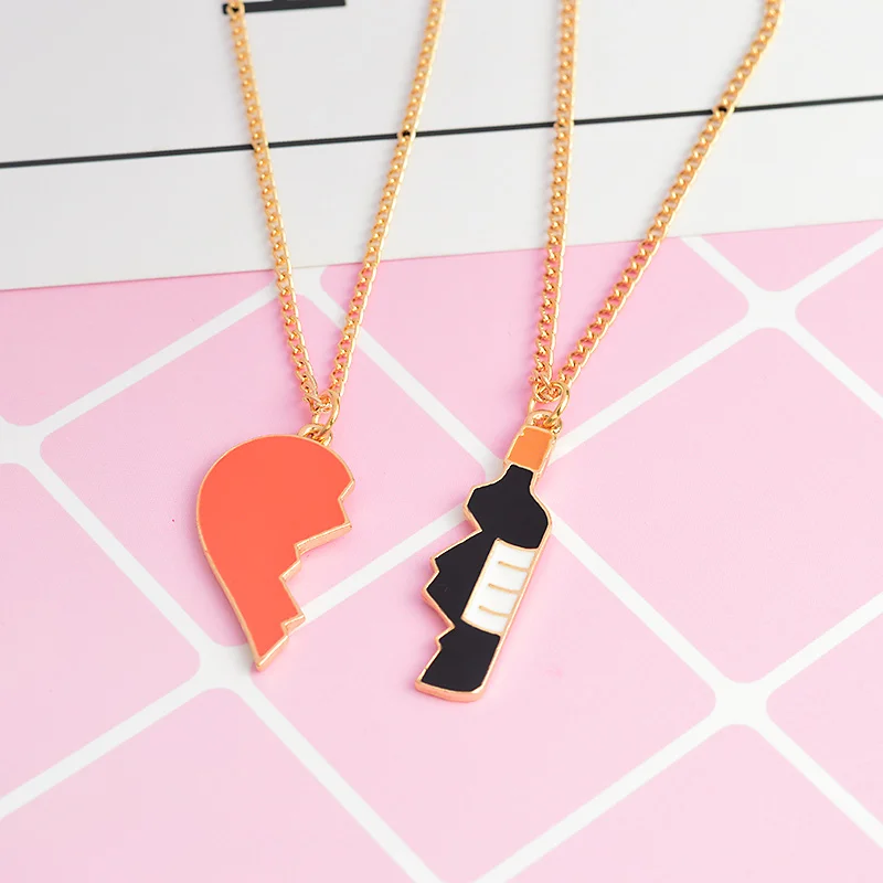 2 шт./компл. разбитое сердце бутылка кулон ожерелье Мода Эмаль BFF дружбы для женщин