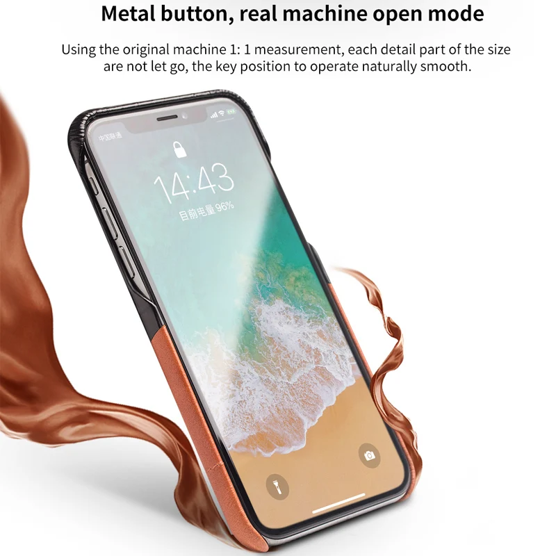 Роскошный чехол QIALINO из натуральной кожи в деловом стиле для iPhone X модный