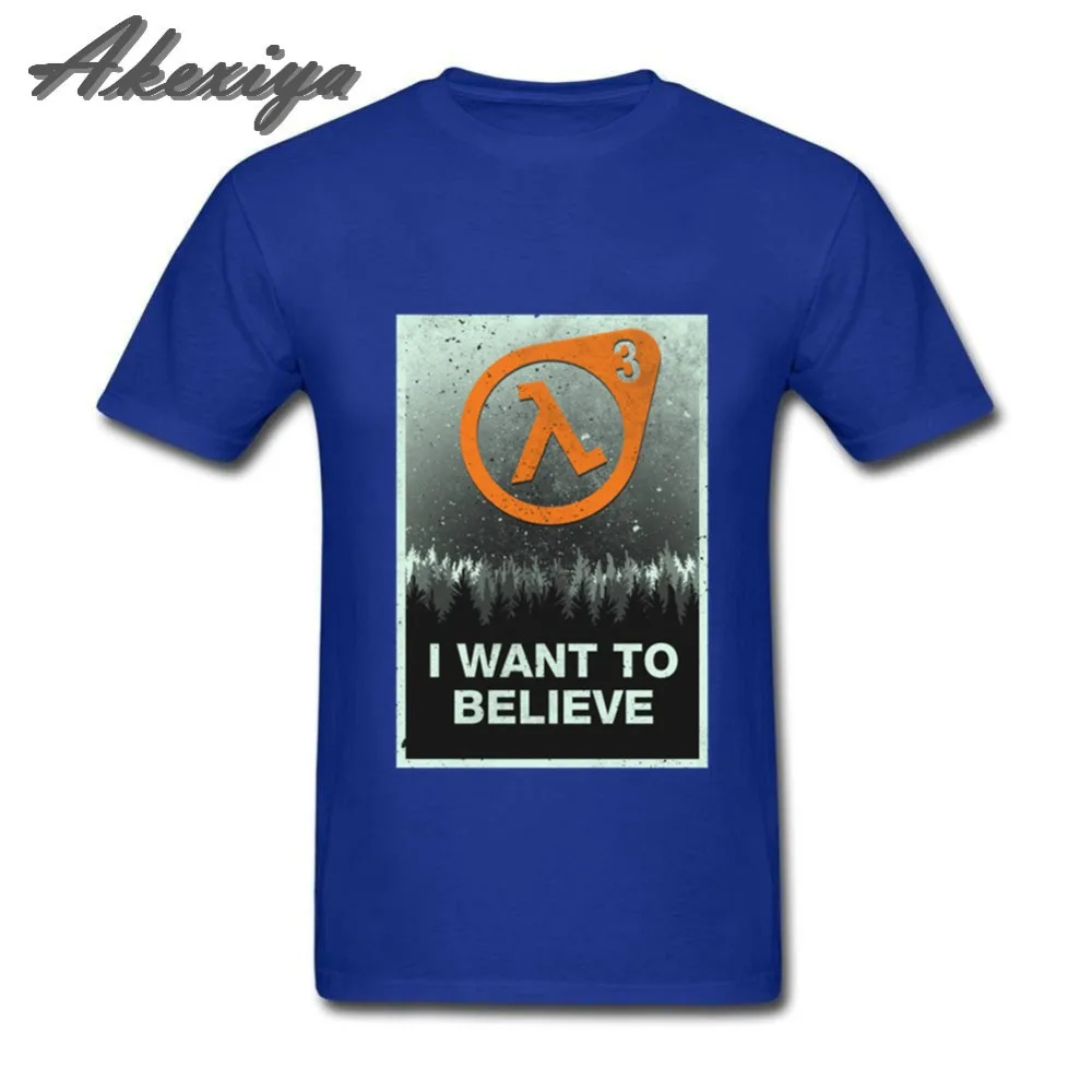 Мужская футболка с надписью I want to Believe Half Life 3 100% хлопок Милая Homme Basic XXX коротким