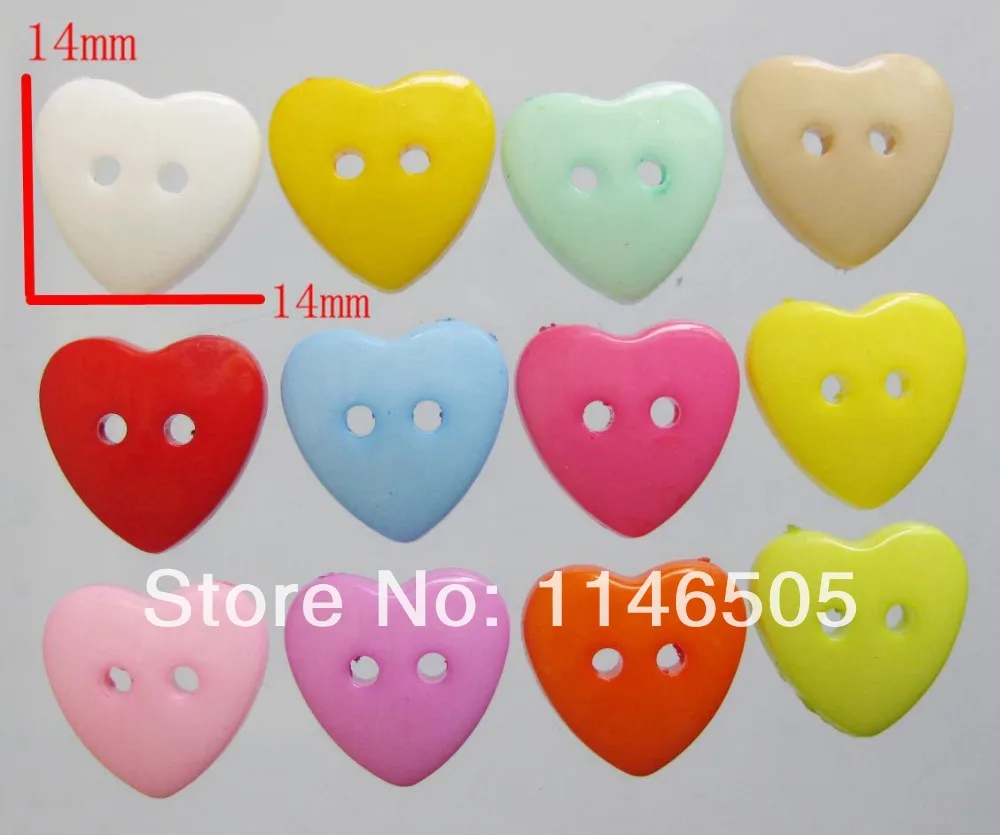 

Random Mixed Nylon Heart-shaped Button Sewing Clothing Accessories Candy Colors Buttons14*14mm 500pcs ZK0056-1