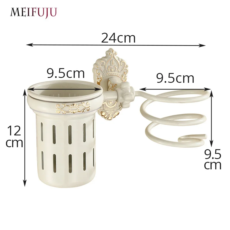 antique hair dryer holder with cup aluminum bathroom shelf metal hair dryer rack households hair blow dryer holder accessories free global shipping