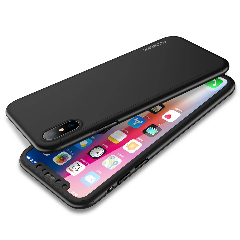 FLOVEME 360 полный защитный чехол для телефона iPhone Xr Xs Max 7 8 Plus ударопрочный Жесткий ПК 6
