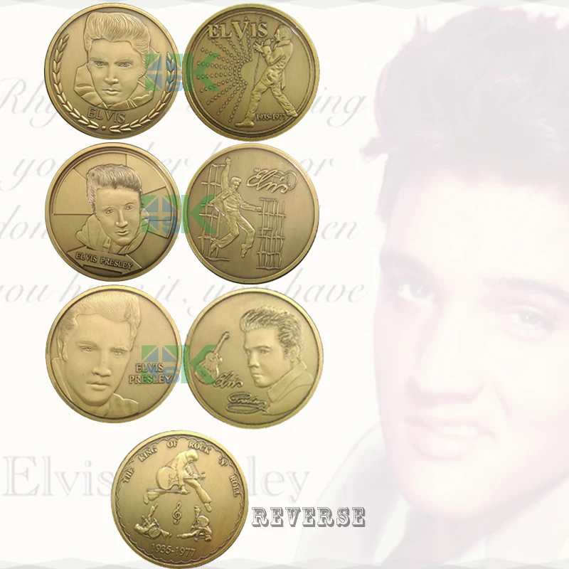 6 шт/лот 1935-1977 Король рок Элвиса Пресли монеты