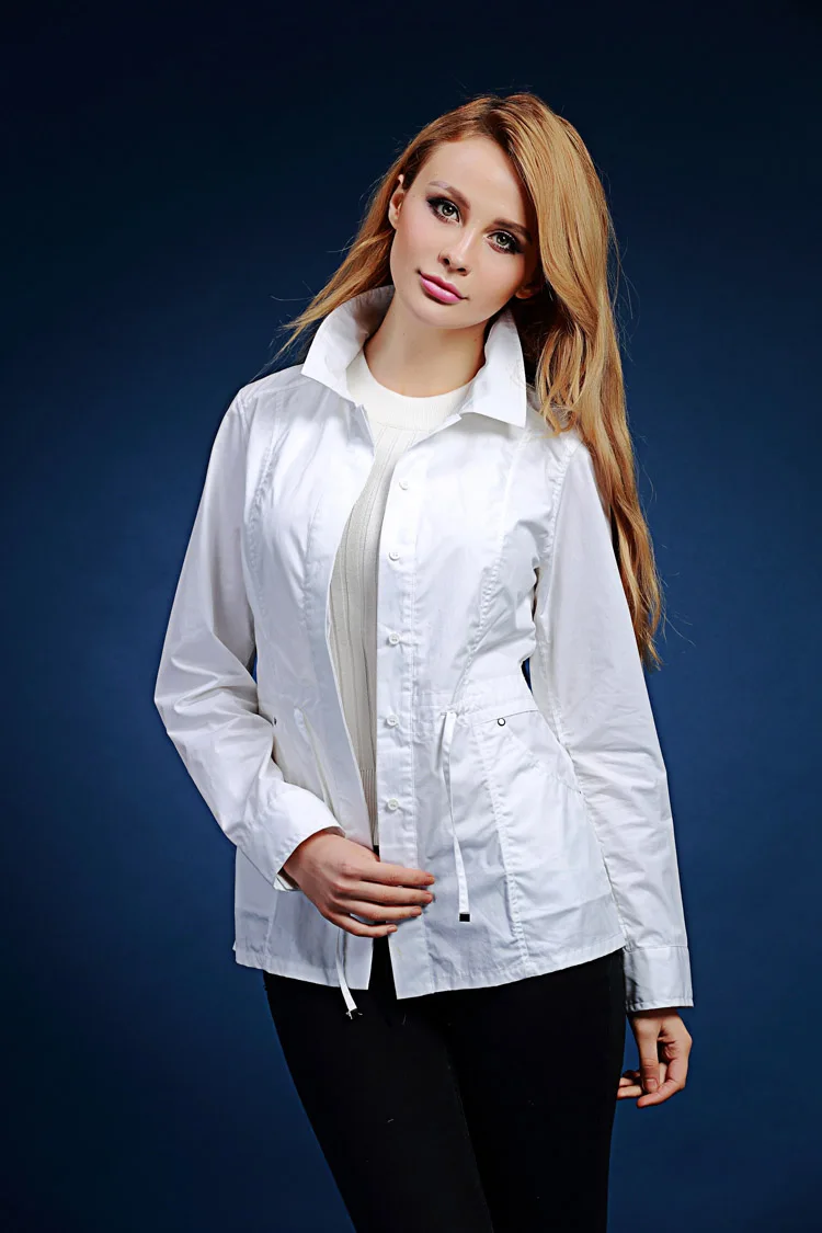 DHfinery blusa feminina хлопковая рубашка с длинными рукавами и двойным карманом на весну