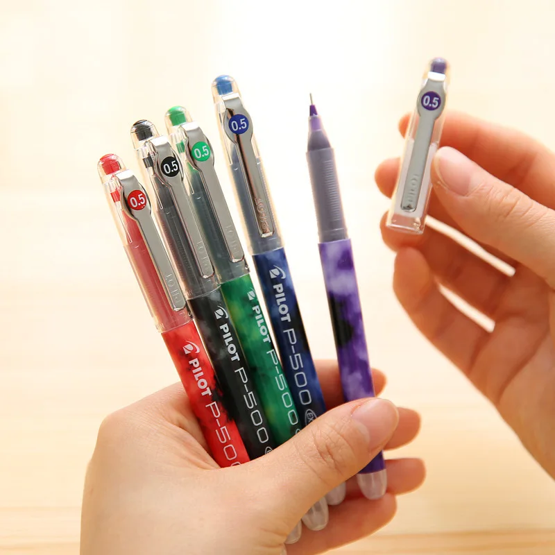 

5pcs Original Japan PILOT Gel Pen Blue,Black,Red,Green,Purple, Kawaii School stationery 0.5mm nib pen BL-P500