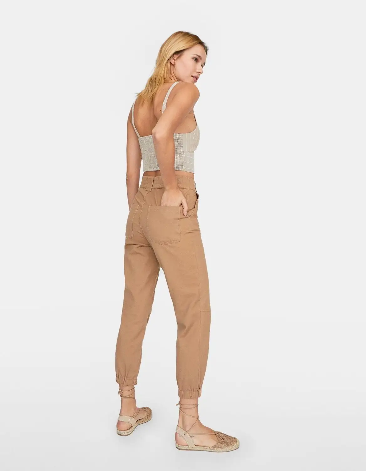 Увядшие брюки карго для женщин с цепочкой high street хаки Твердые pantalones mujer pantalon femme шаровары брюки для женщин