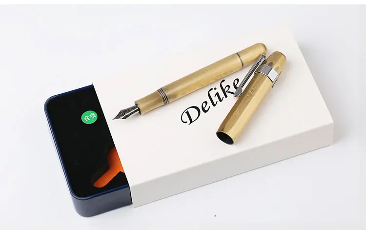 Delike Bullet Design Copper Fountain Pen Short Pen 0.38mm 0.58mm 0.6mm Creative Pocekt Pens with Gift Box for Collection