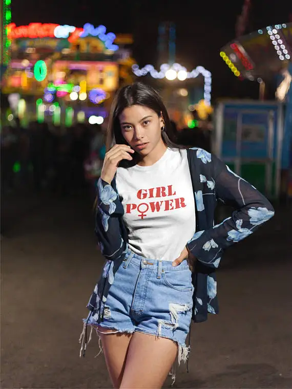 Девушка Мощность футболка Феминистская женская мода верхняя одежда футболки Tumblr