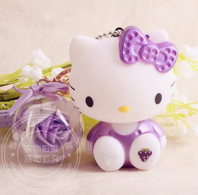 Прекрасный Мультфильм Аниме Hello Kitty Розовый Cat Банни Настоящее Кролика Помпоном